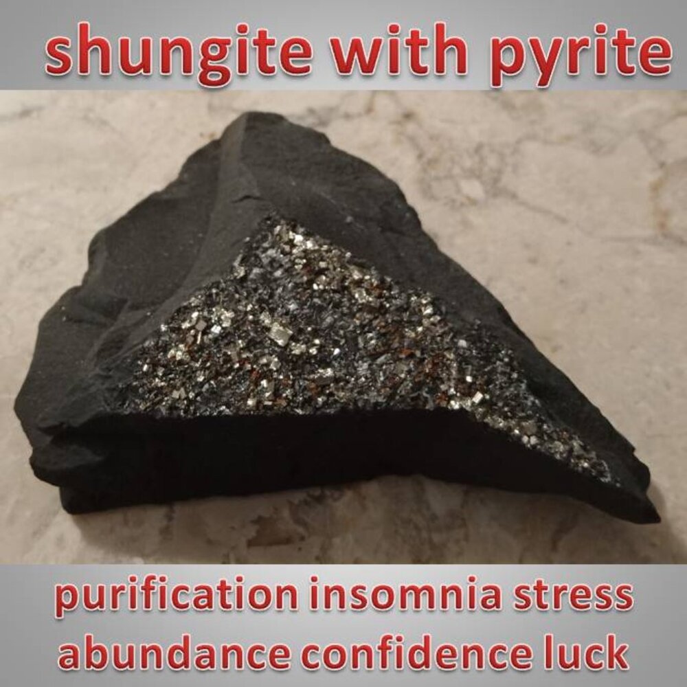 Shungite with pyrite chunk crystal rock 03